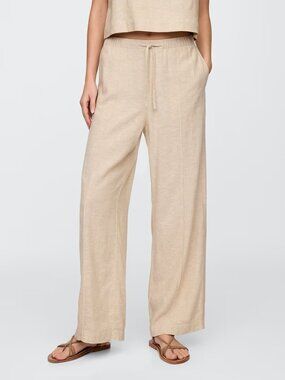 GAP Mid Rise Linen-Blend Wide-Leg Pants